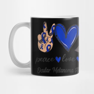 Peace Love Cure Ocular Melanoma Black   Awareness Mug